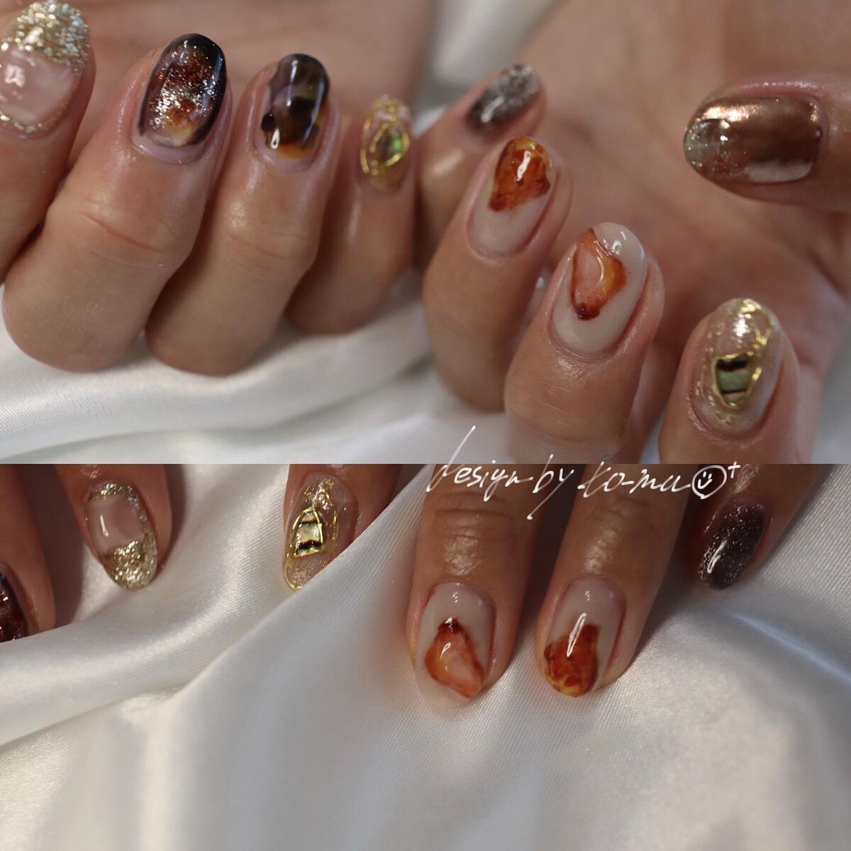 #ネイル,#ニュアンスネイル,#マグネットネイル,#ちぐはぐネイル,#ブラウンネイル,#インクネイル,#ちゅるんネイル,#欲張りネイル,#北九州ネイル,#トーマネイルのネイルデザイン