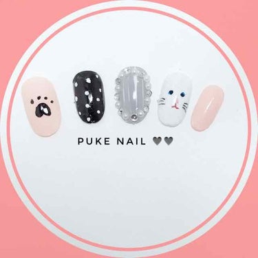 ニャンチャン＆足跡♡柄ネイル ネイルチップ PUKE NAIL