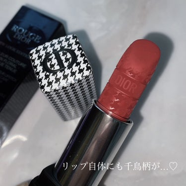 Dior ルージュ ディオール バームのクチコミ「ふわふわマットなDiorルージュ🧡
可愛い千鳥柄デザイン✨

✔︎Dior
ルージュ ディオー.....」（2枚目）