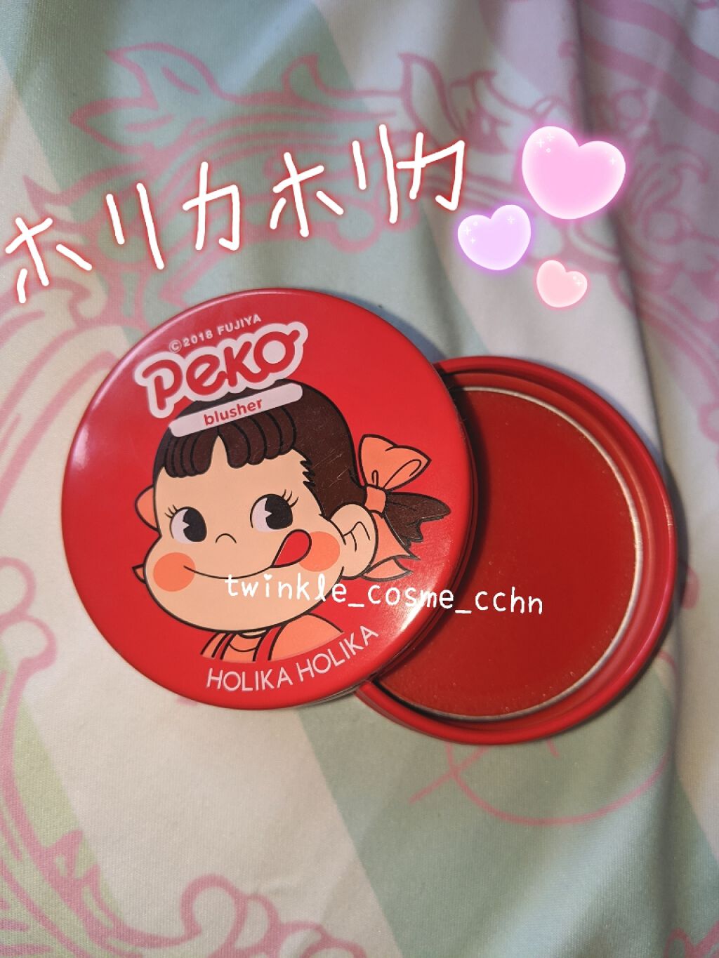 HOLIKA HOLIKA スイートペコエディション メルティゼリーチークのクチコミ「ホリカホリカのペコちゃんのチークのパッケ可愛いくて使ってみたかったので購入しましたぁ(⁎˃ᴗ˂.....」（1枚目）