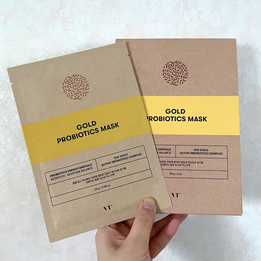 ◇VT Cosmetics VT プロバイオティクス マスク

VTの商品購入時におまけで入っていたもの 2箱超えたので使ってみました

肌を健やかに保つバランスケアタイプのマスク
✓24kのゴールド配合
✓6種の乳酸菌発酵成分配合

カル