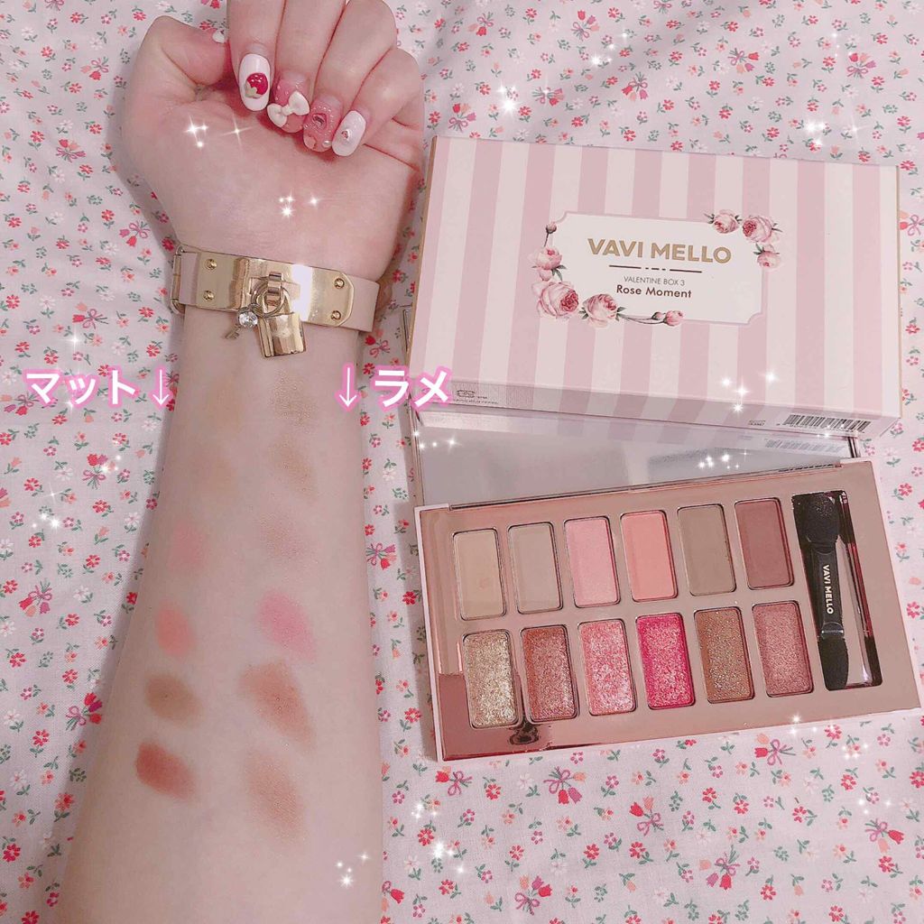 バレンタインボックス3ローズモーメント/VAVI MELLO/アイシャドウパレットを使ったクチコミ（2枚目）