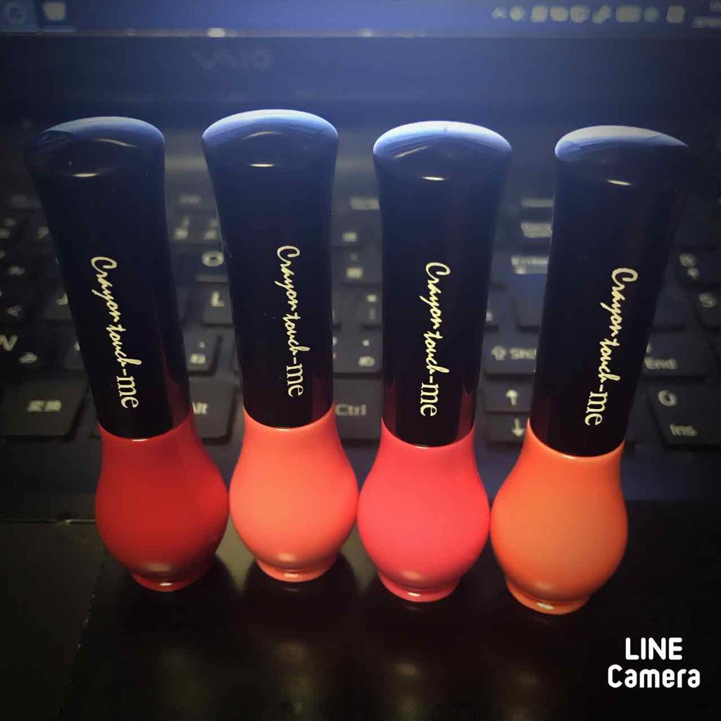 #クレヨンタッチミー
TMジェルクリームチーク
TMGC 1701 スパイシーレッド
TMGC 1702 カスタードピンク
TMGC 1703 コスモスピンク
TMGC 1704 ネクターオレンジ
キャンドゥで購入
各100円＋税

筆でつ