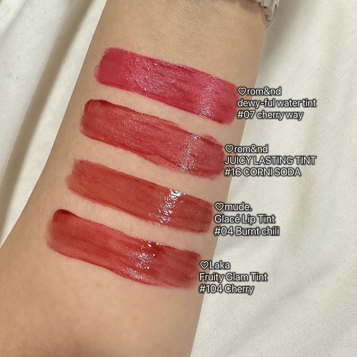 ジューシーラスティングティント/rom&nd/リップティントを使ったクチコミ（2枚目）