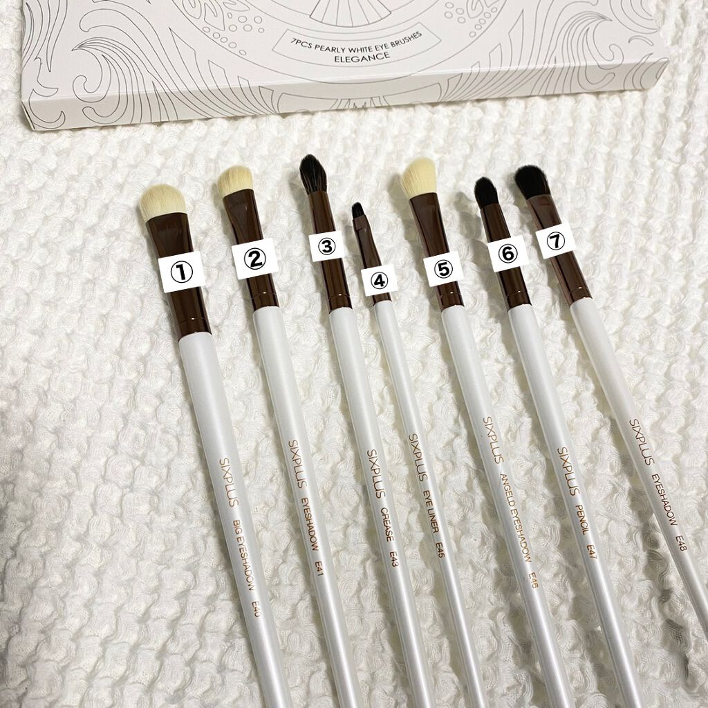 SIXPLUS ホワイトパール アイメイクブラシ 7本セット/SIXPLUS/メイクブラシを使ったクチコミ（2枚目）