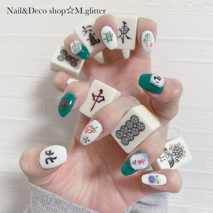 #友達ネイル,#麻雀ネイル,#mglitterネイル,#ギャルネイル,#冬ネイルのネイルデザイン