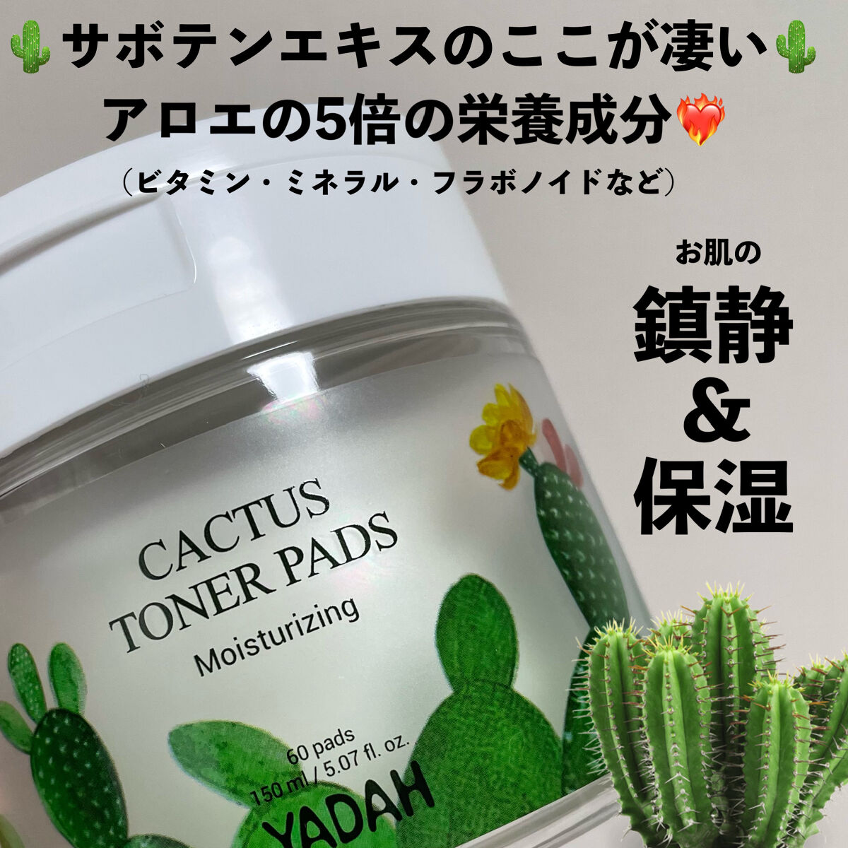 YADAH カクタストナーパッドのクチコミ「サボテンすごい‼️アロエの5倍の栄養成分⁉️

#YADAH #ヤダー
#カクタストナーパッド.....」（2枚目）