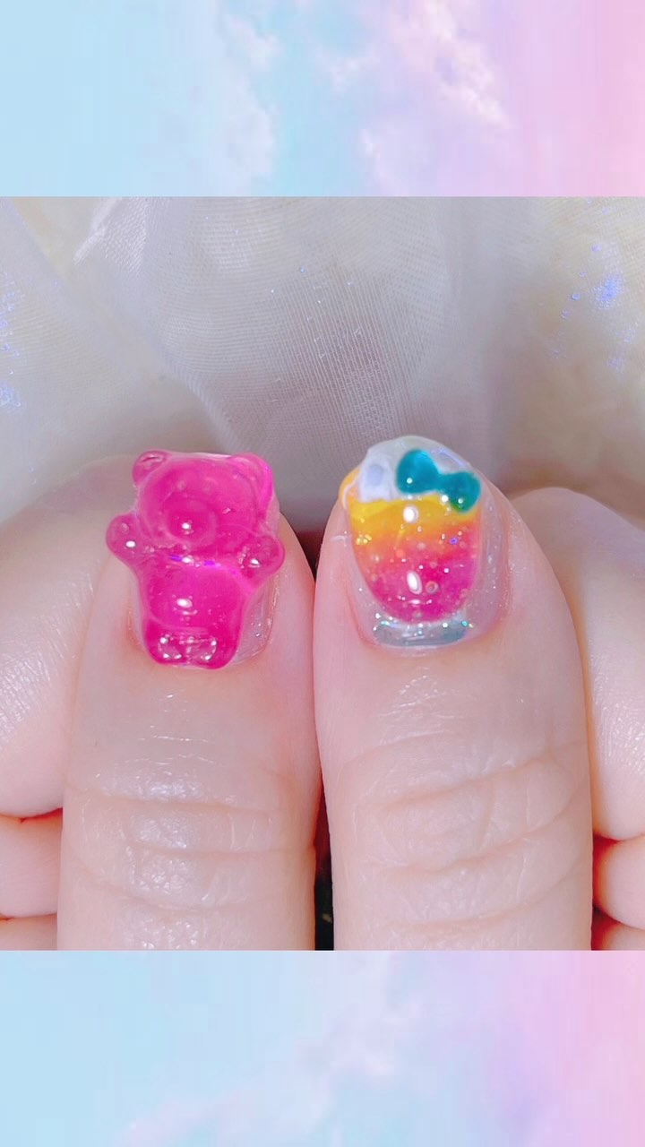 🇨ᵣₑₐₘ ₛₒᵈₐ🍹⠀
⠀
@kimacat_betty きまデコ→ @emena_nail.offical 3Dクレイジェル　#pr⠀
#nail #nails #nailart #ネイル #美甲 #ネイルアート  #japanes