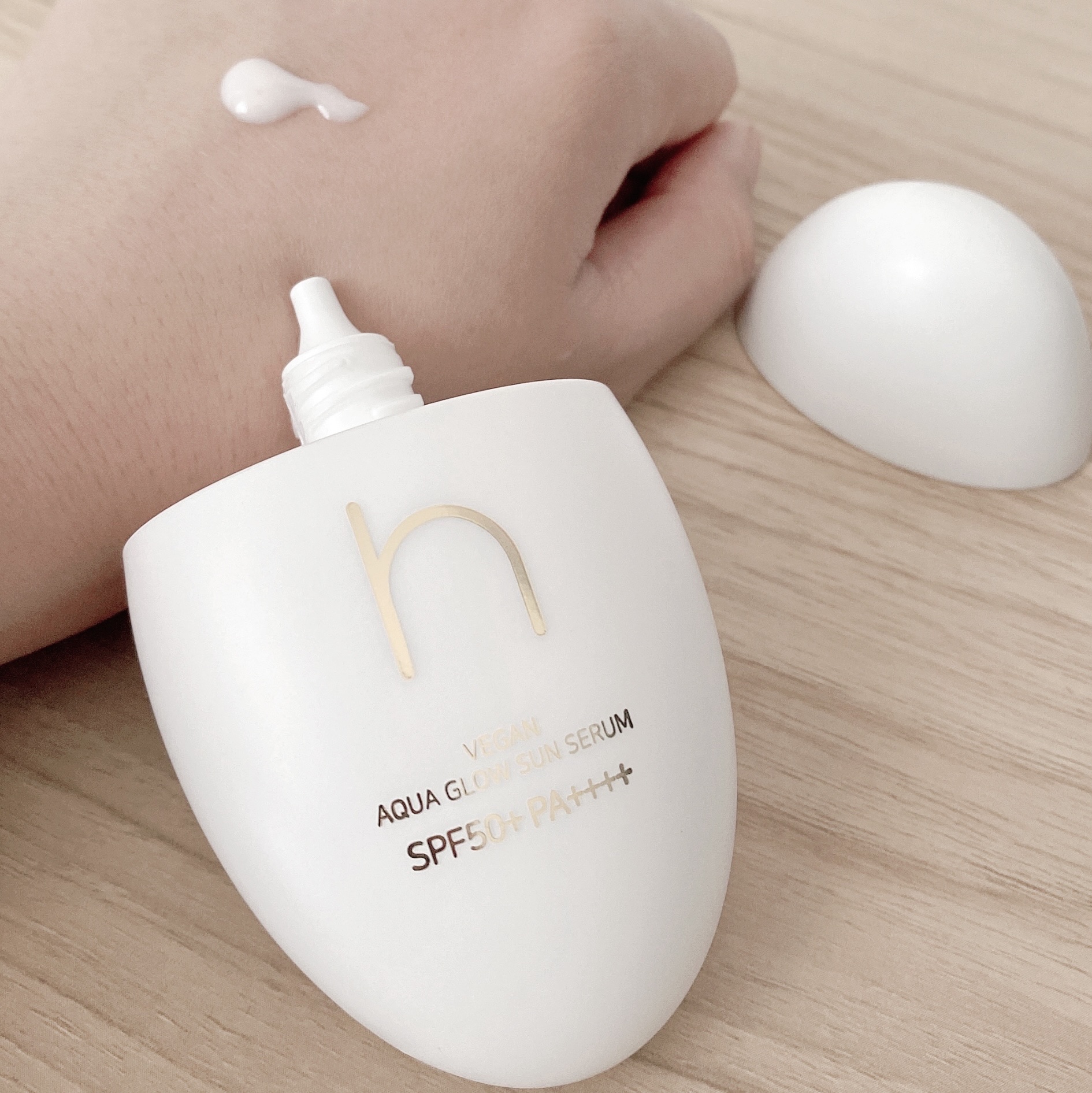 ヴィーガンアクアグロウサンセラム/HAMEL/日焼け止めローションを使ったクチコミ（2枚目）