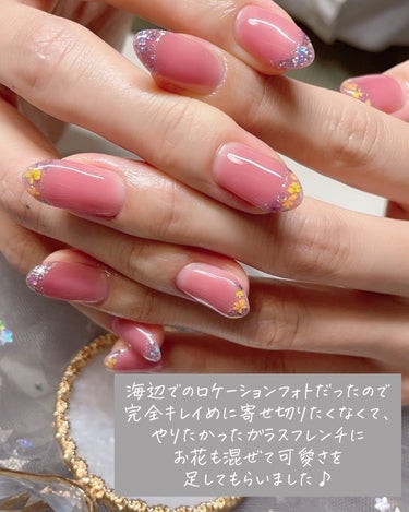 グレースジェル グレースジェルベースのクチコミ「デザインお悩み中の花嫁さんへ💍💅
私のお気に入りの前撮り用ネイルデザインを
共有です🙌

💖ち.....」（3枚目）