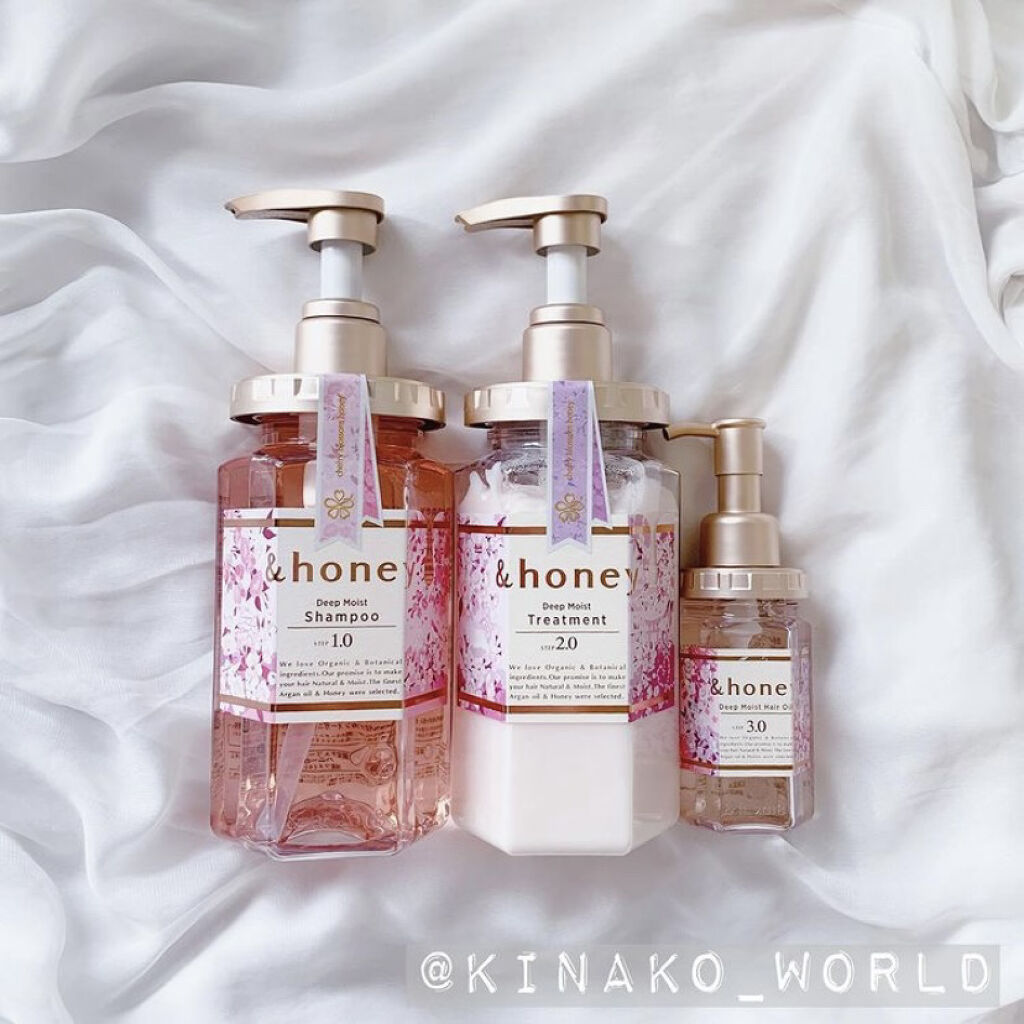 ディープモイスト 限定チェリーブロッサム シャンプー＆ヘアトリートメントペアセット/&honey/シャンプー・コンディショナーを使ったクチコミ（1枚目）