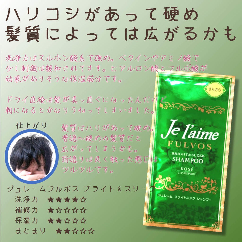 ジュレーム フルボス ブライトニング シャンプー/トリートメント(ブライト&スリーク)/Je l'aime/シャンプー・コンディショナーを使ったクチコミ(1枚目)