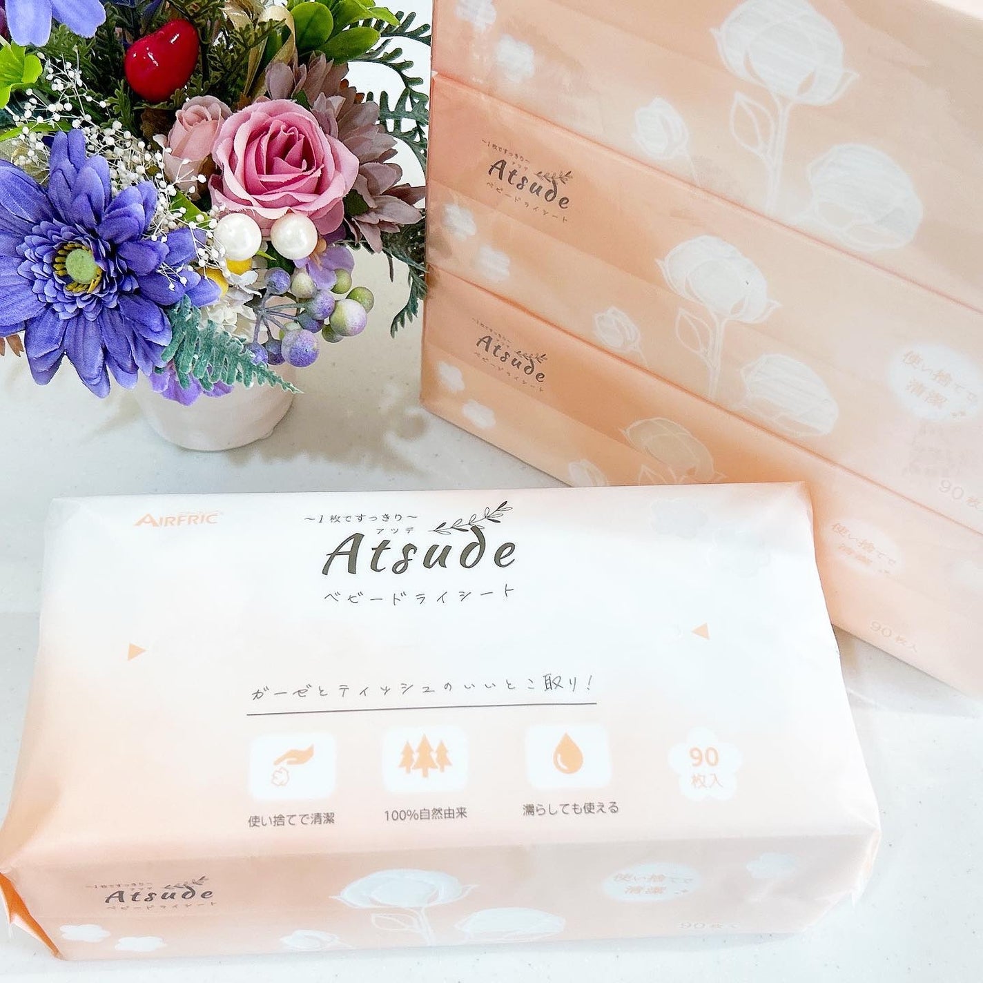 Atsude ベビードライシート/AIRFRIC/ティッシュを使ったクチコミ(4枚目)