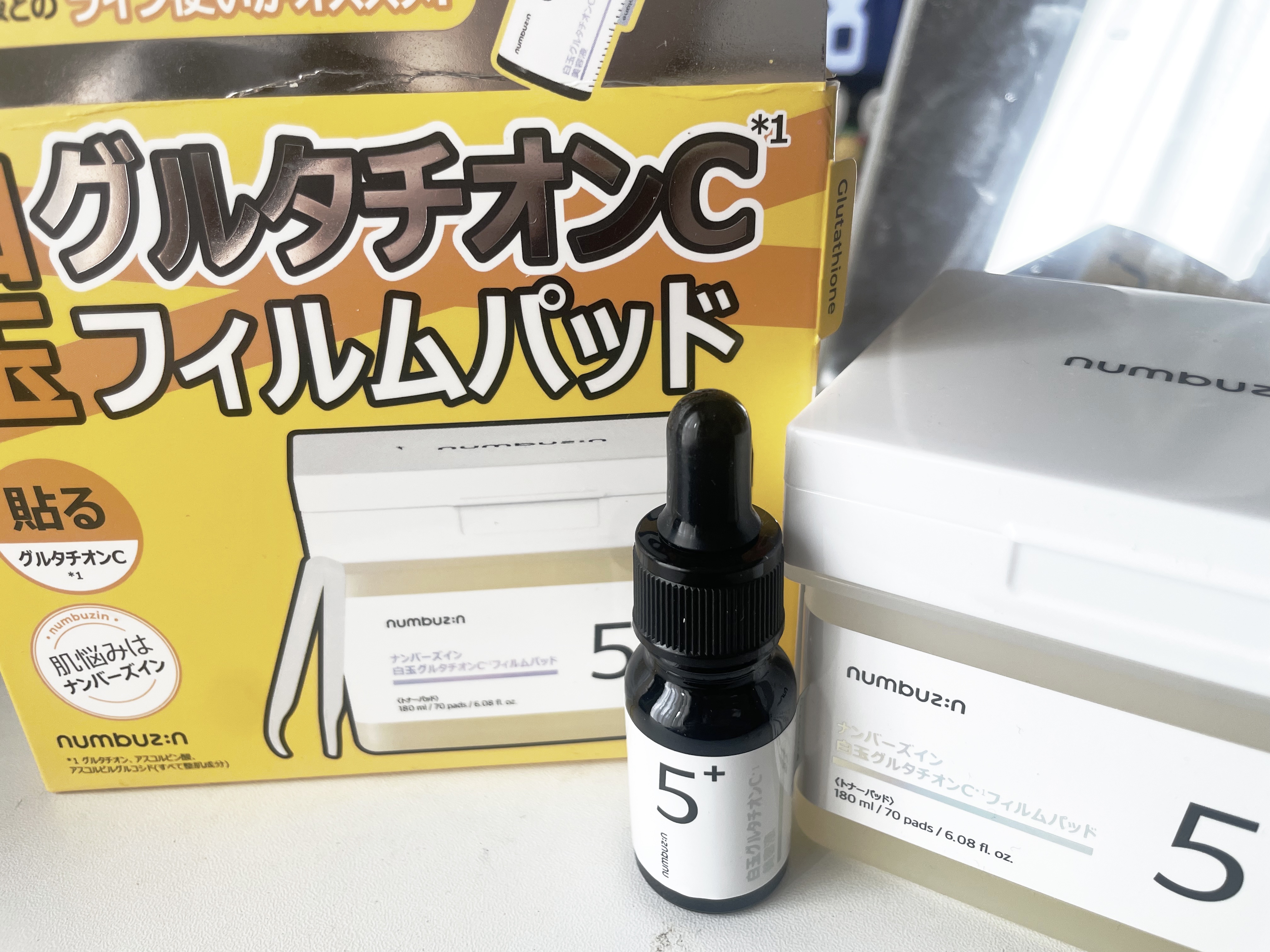 5番 白玉グルタチオンＣフィルムパッド/numbuzin/トナーパッドを使ったクチコミ（1枚目）