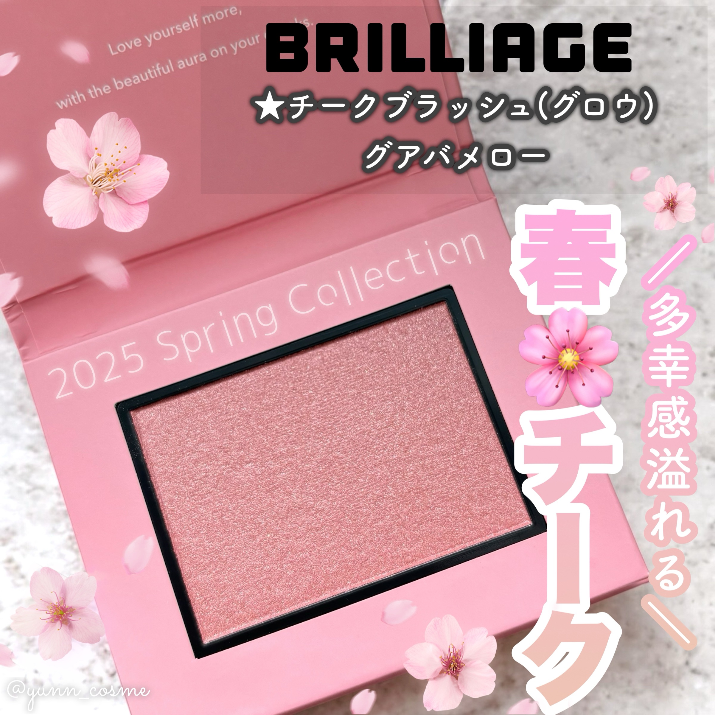 ★BRILLIAGE(ブリリアージュ)
✔️チークブラッシュ（グロウ）/グアバメロー

＼2025 Spring Collection 🌸／
2025年2月14日に発売されたばかりの
春にピッタリなチークが可愛すぎます🥹✨

パウダーで