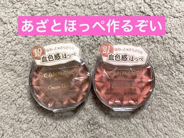 こんにちは！ゆむです！🐰

かわいいチークを手に入れましたよ！！！

【使った商品】
キャンメイク  クリームチーク

【色味】
19  シナモンミルクティー
21  タンジェリンティー

【色もち】
