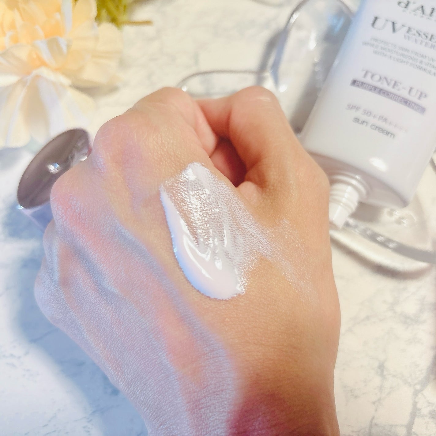 ダルバ ウォータフル トーンアップ サンクリーム(パープル)/ダルバ/日焼け止めクリームを使ったクチコミ(2枚目)