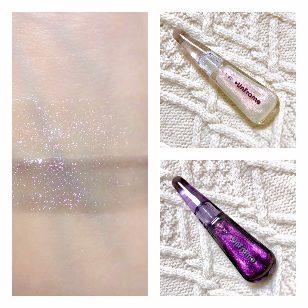 LIP38℃ +UnFrame<ホログラフィック>/UZU BY FLOWFUSHI/リップグロスを使ったクチコミ（2枚目）