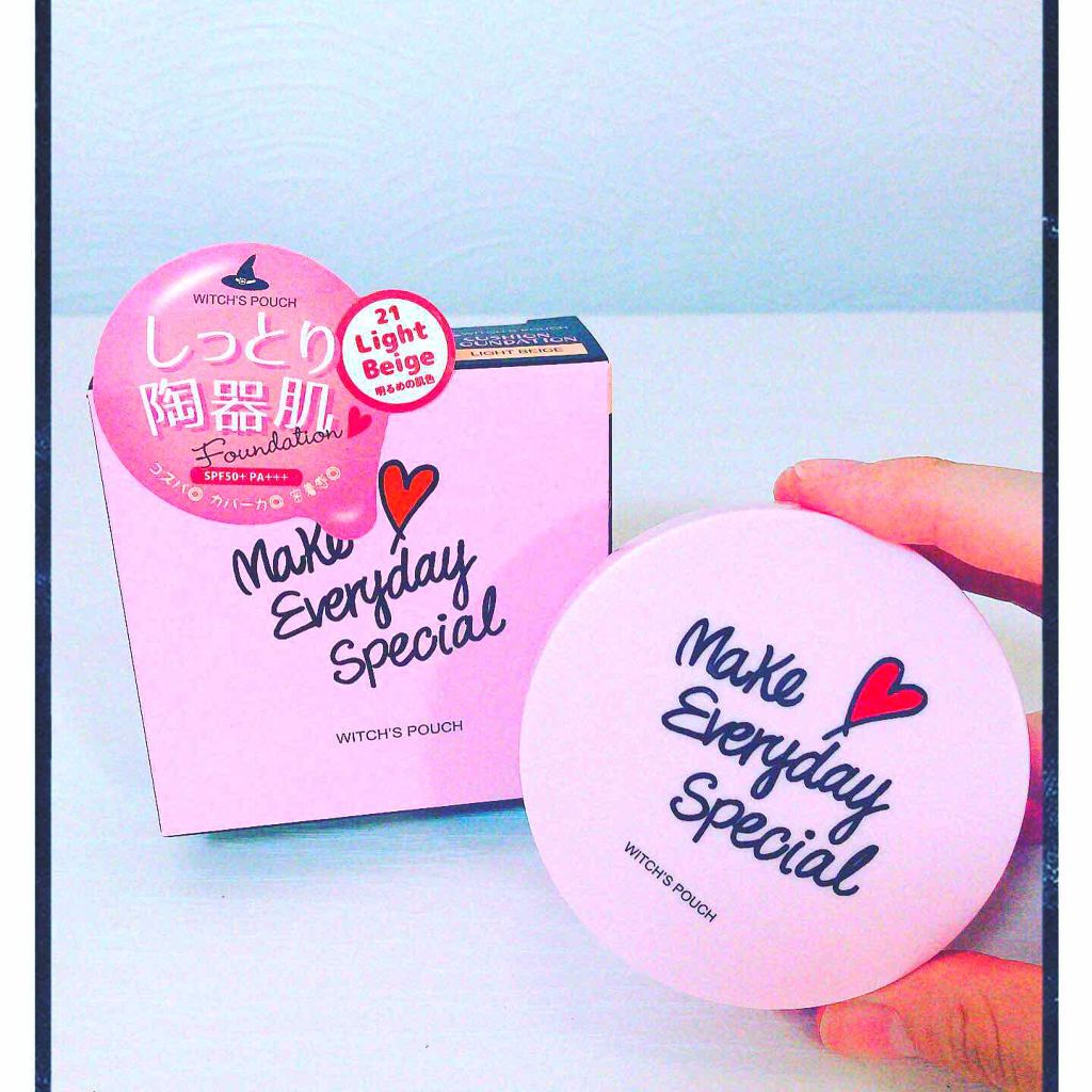 モイスチャーライズ カバー クッション 21 ライトベージュ/Witch's Pouch/クッションファンデーションを使ったクチコミ（2枚目）