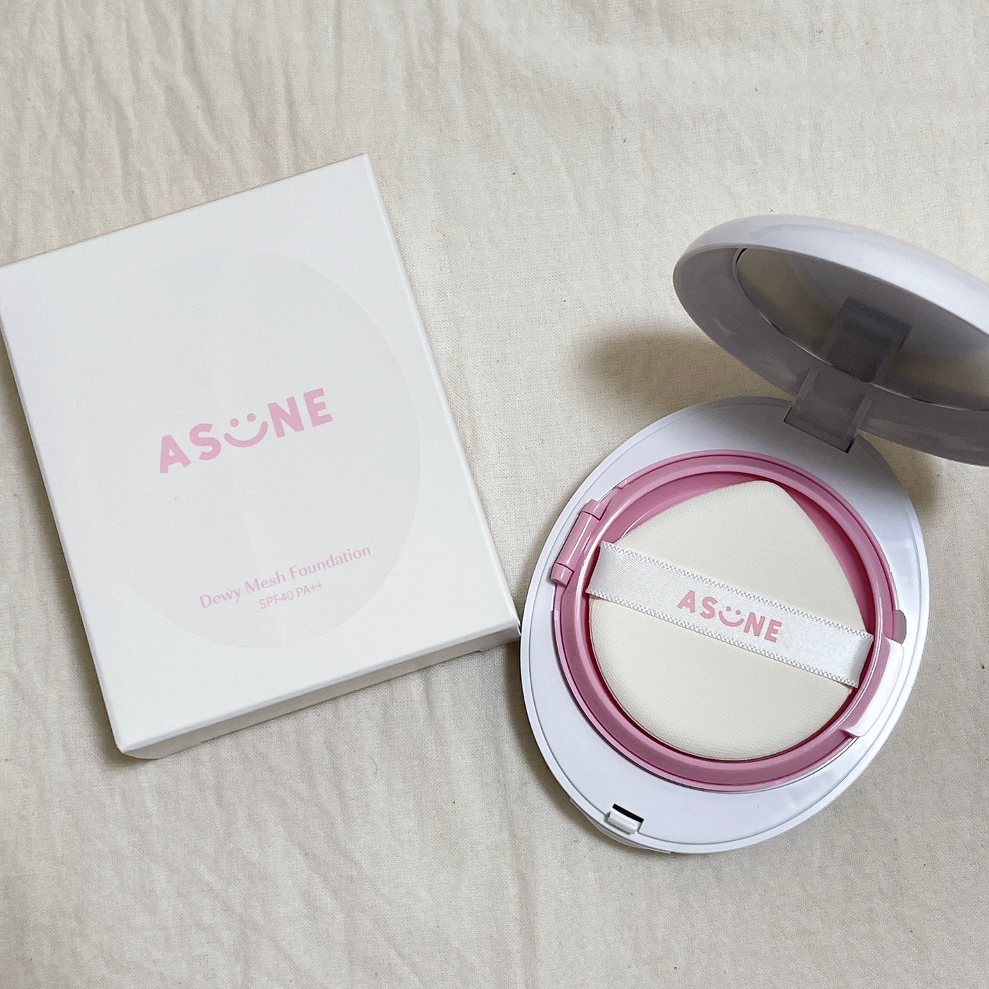 デューイーメッシュファンデーション/ASUNE /クッションファンデーションを使ったクチコミ(1枚目)