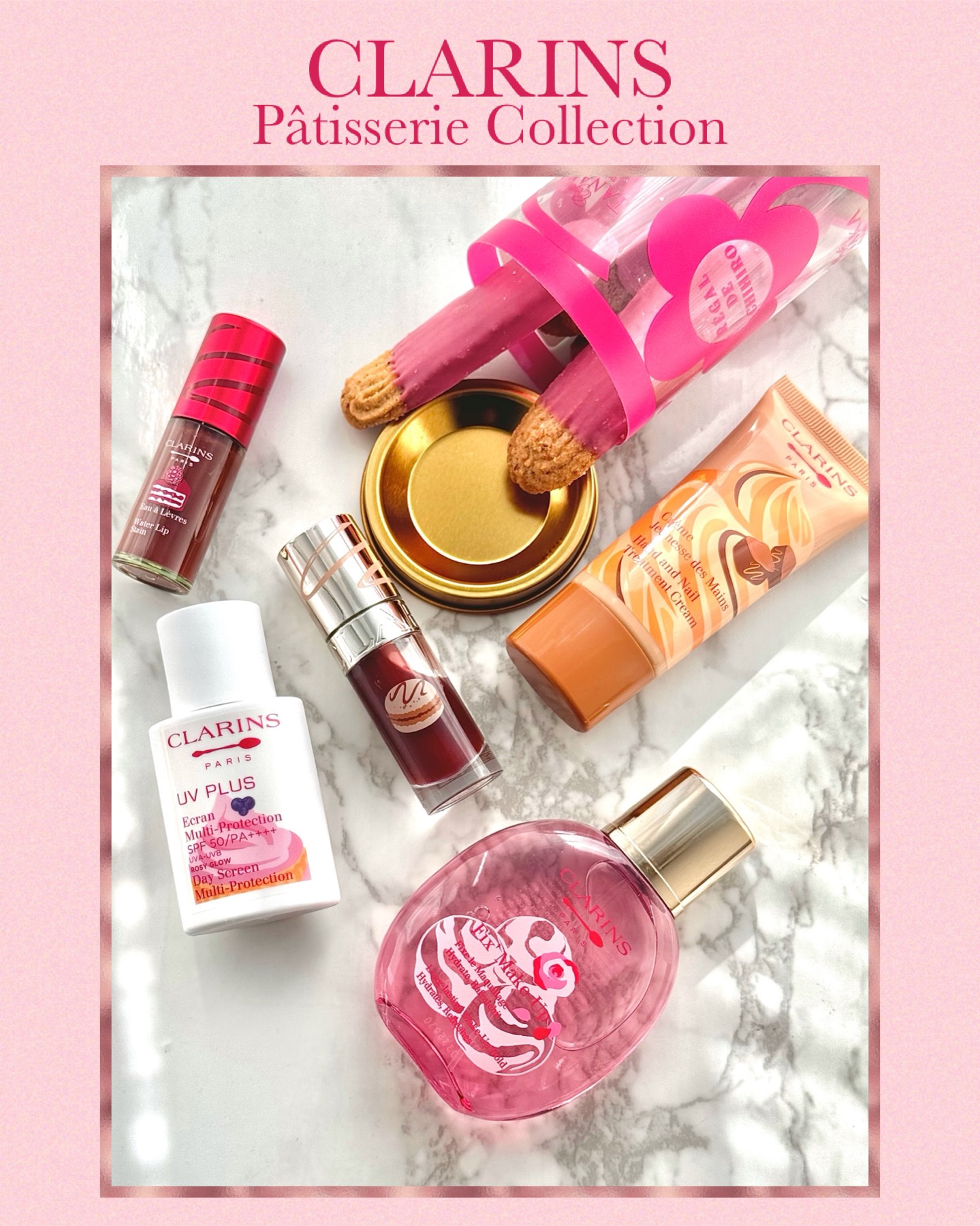 可愛すぎる!!クラランスの
⸜ ⸜ パティスリーコレクション🍰🍩🍴✨️ ‪⸝‍ ‪⸝‍

limited item𓂃𓈒𓏸︎︎︎︎
🧁フィックス メイクアップ P
¥4,950（税込）
不動の人気アイテムが限定デザインの
ローズ