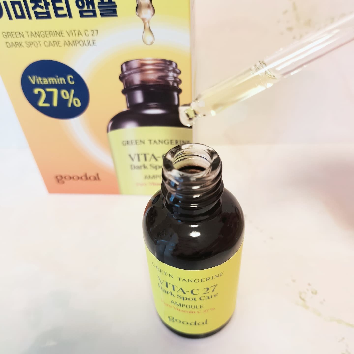 グリーンタンジェリンビタC27ダークスポットケアアンプル/goodal/美容液を使ったクチコミ（2枚目）