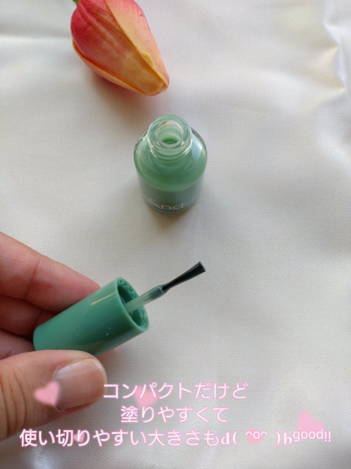 アンドバイロムアンド　グラッシードロップネイル GN01 アボカド/&nd by rom&nd/マニキュアを使ったクチコミ（2枚目）