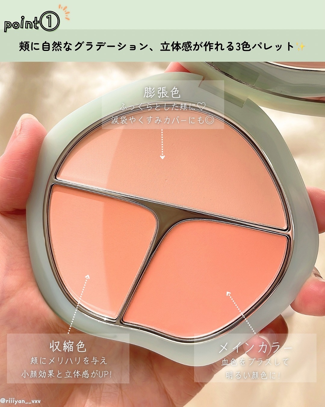 TIMAGE  3色チークパレット 03 オレンジ系/TIMAGE/パウダーチークを使ったクチコミ（3枚目）