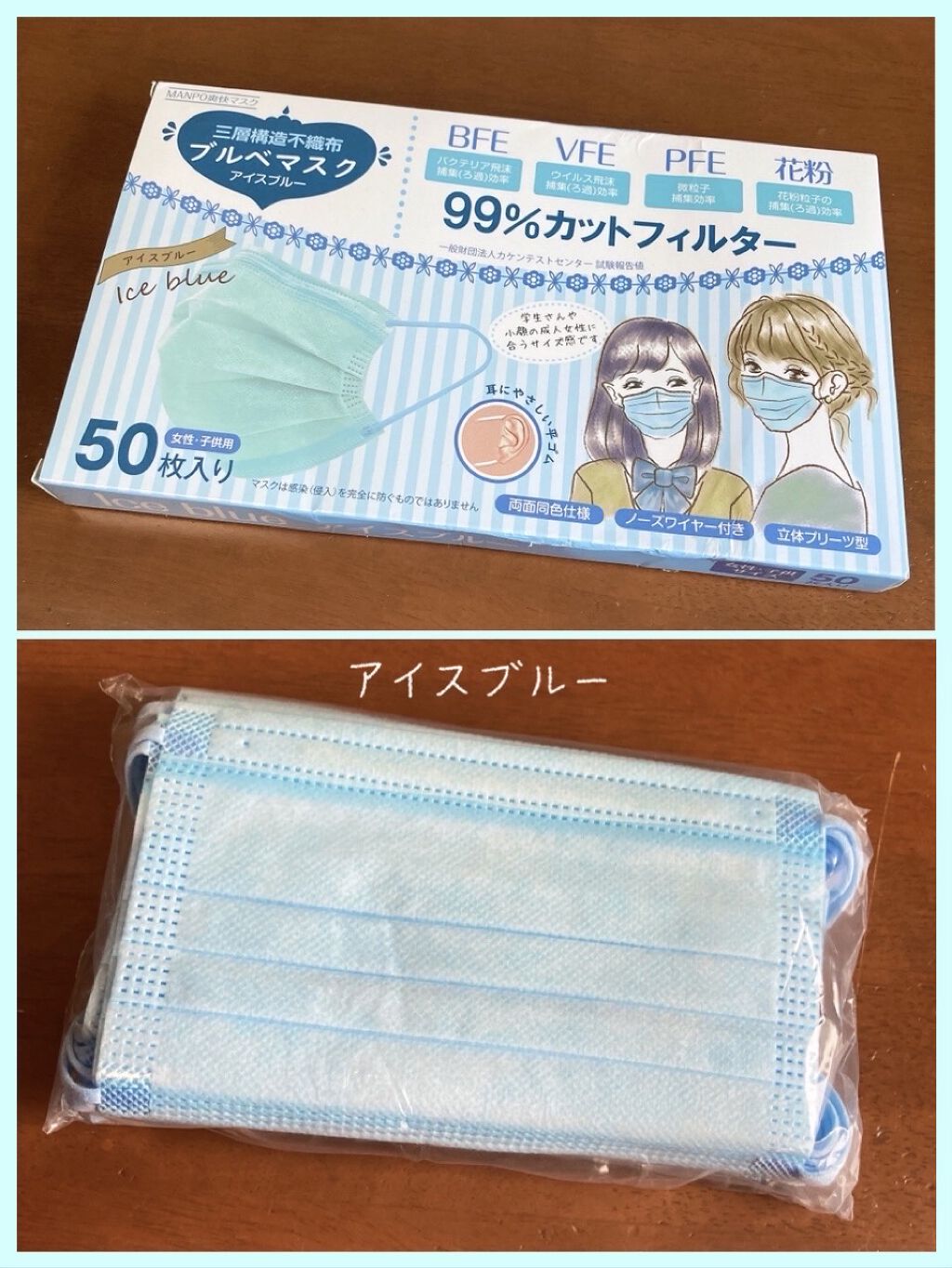 三層構造　ブルベマスク/万方商事株式会社/マスクを使ったクチコミ（1枚目）