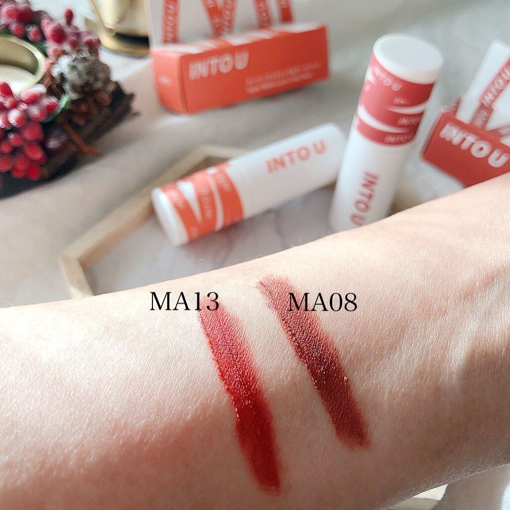 スーパーマットリップ&チークマッド/INTO U/口紅を使ったクチコミ(5枚目)