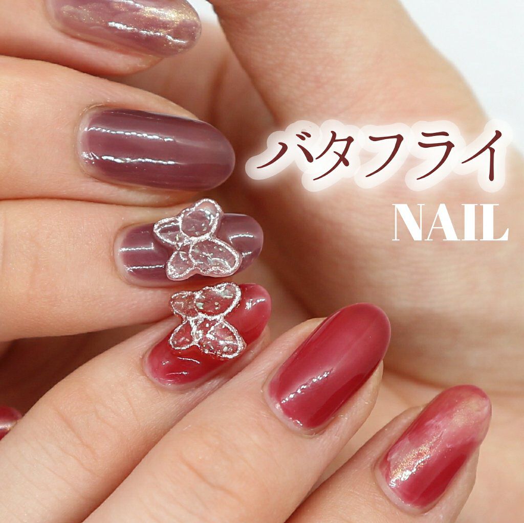 #バタフライネイル,#めるすネイル,#バタフライネイルのネイルデザイン