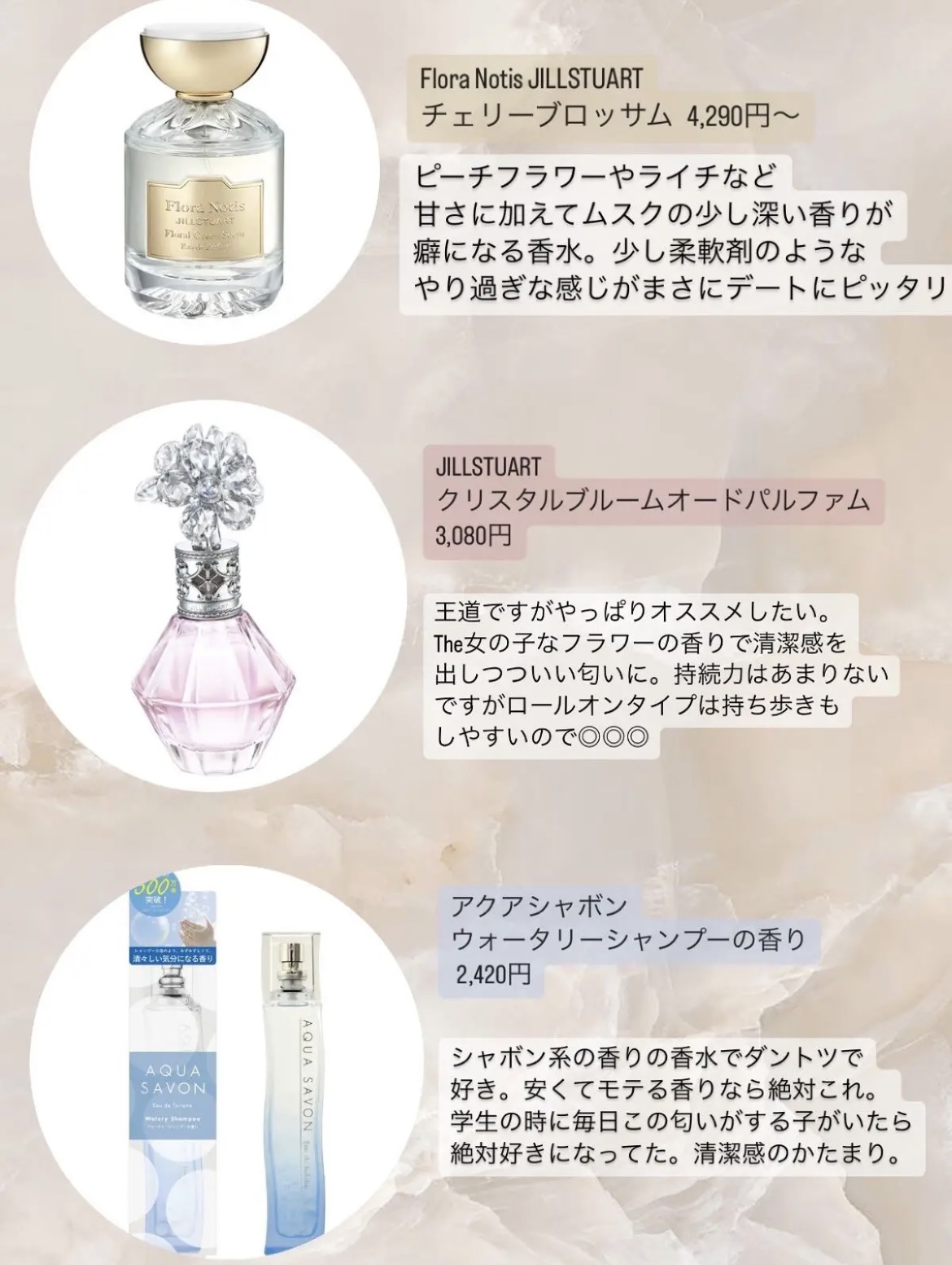 JILL STUART・クロエ・Dior・Flora Notis JILL STUART・GIVENCHYの香水