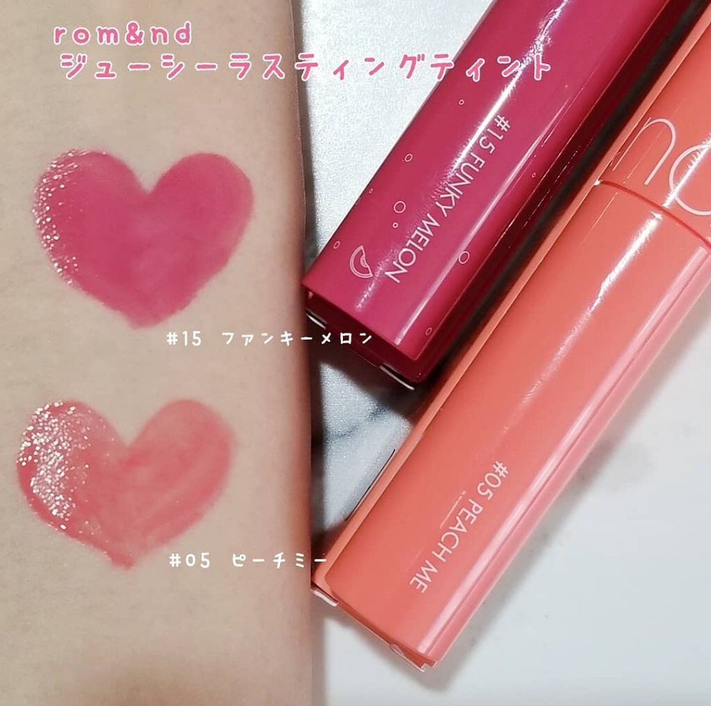 ジューシーラスティングティント/rom&nd/リップティントを使ったクチコミ（2枚目）