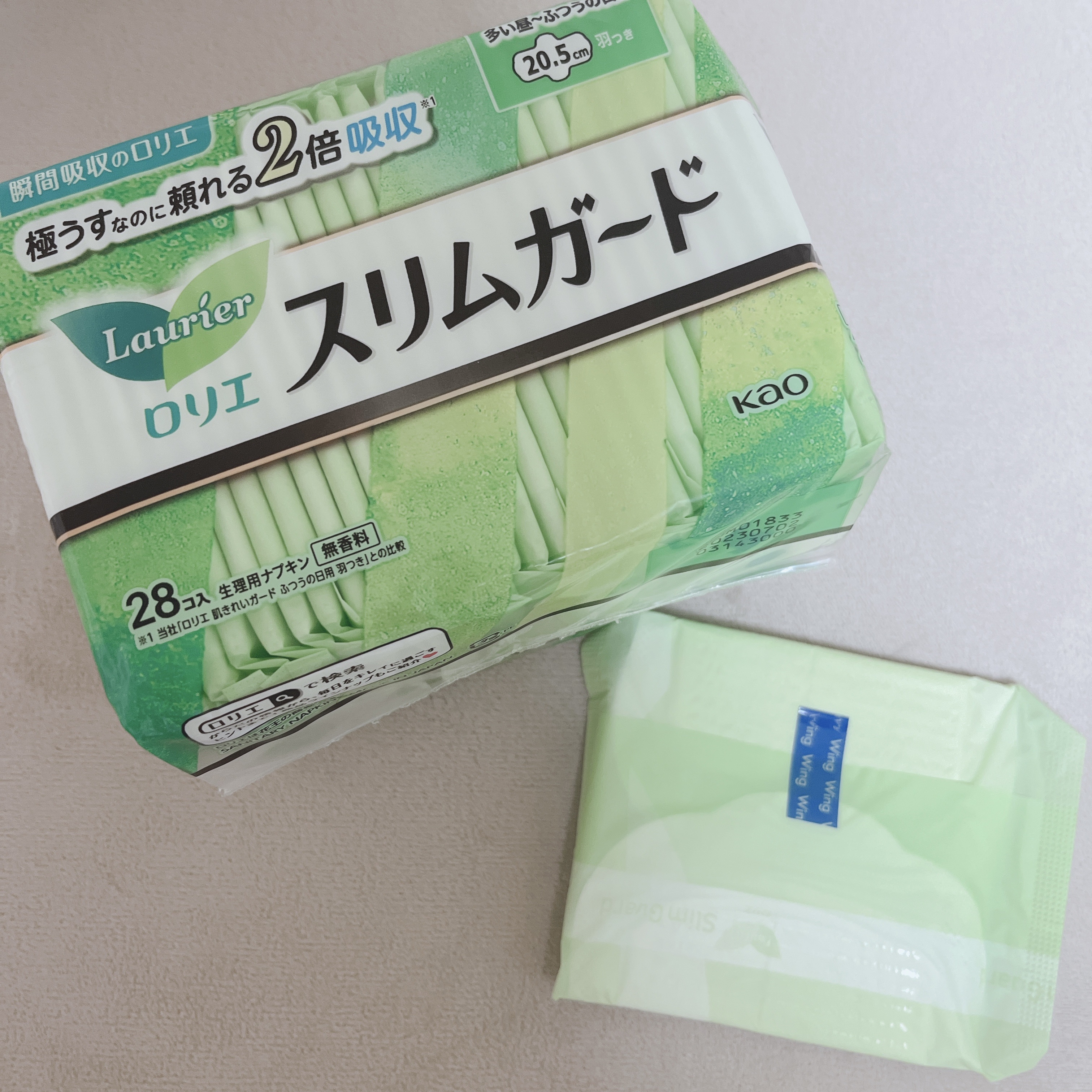 ロリエ スリムガード（多い昼～ふつうの日用羽つき ２８コ入）のクチコミ「ロリエ　スリムガード　多い昼～ふつうの日用羽つき ２８コ入　 #提供 

大きさ　20.5㎝
.....」（1枚目）