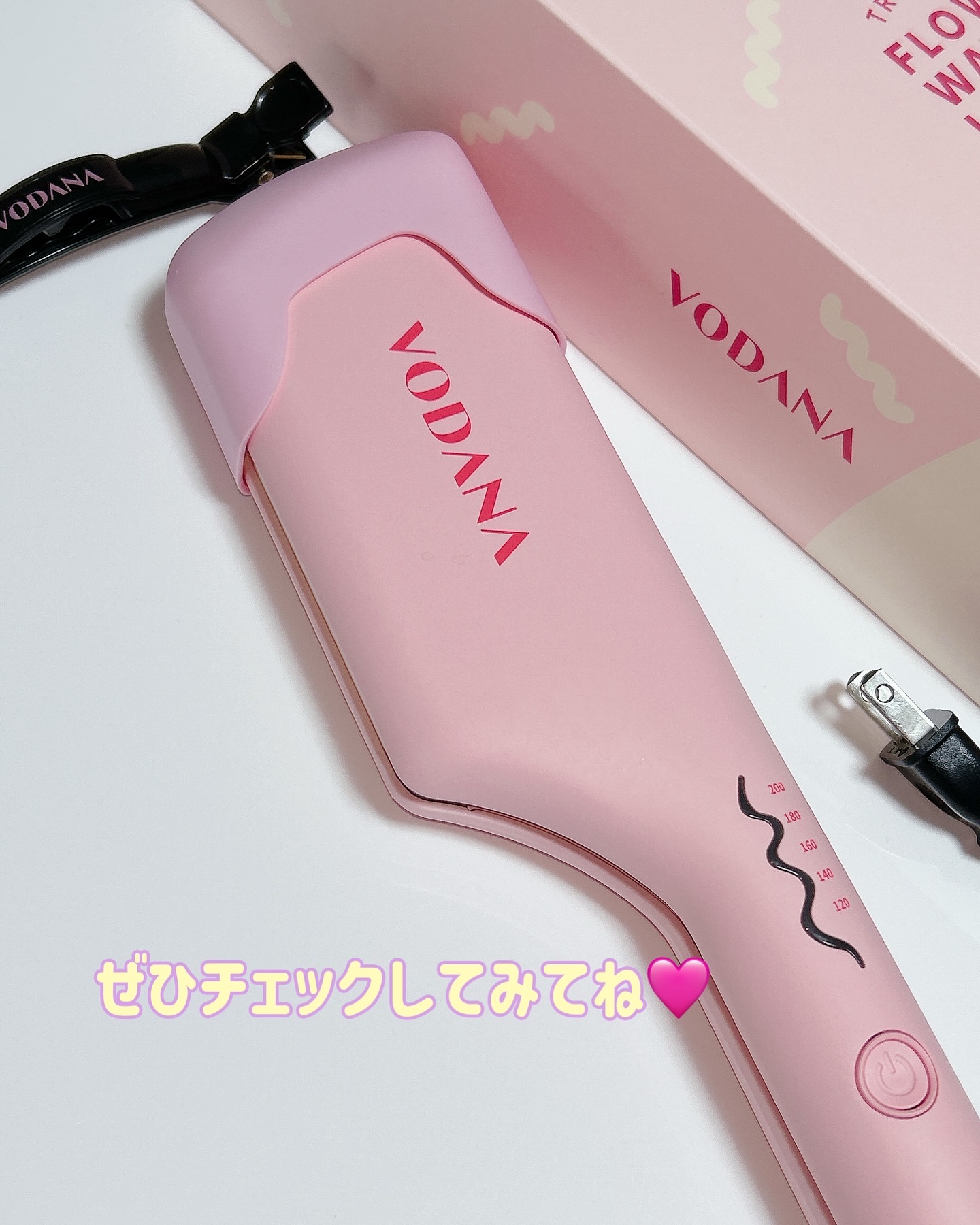 VODANAグローウェーブ アイロン40mmパウダーピンク VODANAグロー