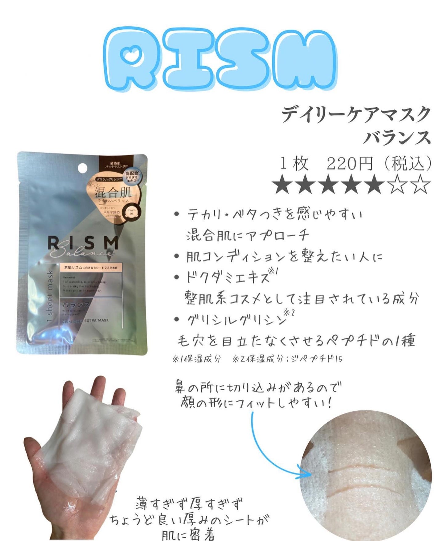 デイリーケアマスク バランス/RISM/シートマスク・パックを使ったクチコミ(2枚目)