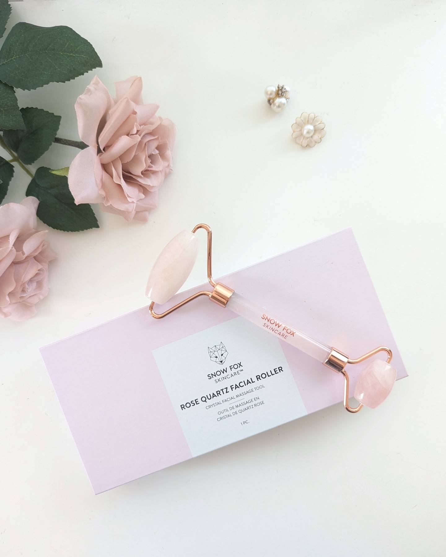 ローズ クォーツ フェイシャル ローラー/SNOW FOX SKINCARE/その他スキンケアグッズを使ったクチコミ（1枚目）
