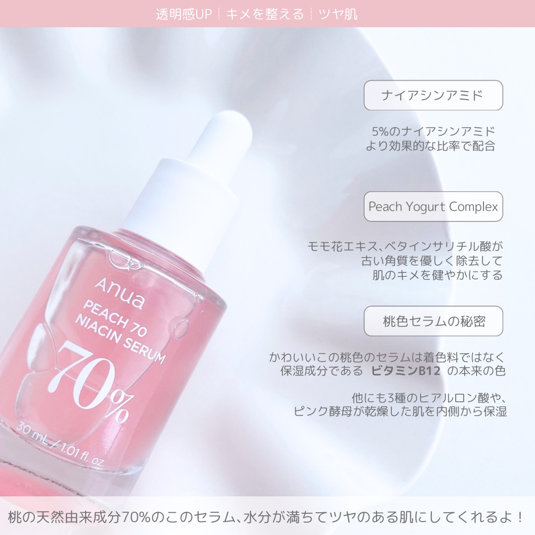 桃70%ナイアシンセラム/Anua/美容液を使ったクチコミ（3枚目）