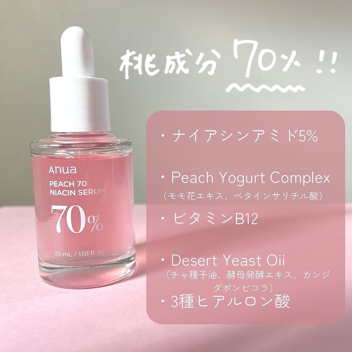 桃70%ナイアシンセラム/Anua/美容液を使ったクチコミ(2枚目)