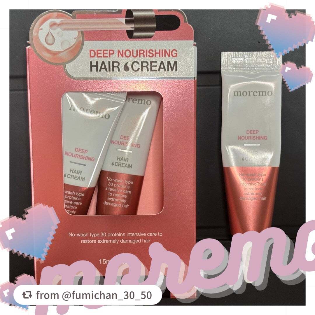 レビューありがとうございます❤ぜひ、ほかのmoremo商品も試してみてください😘🫶

【fumichan_30_50さんから引用】

“今回レポしたのはこちら💁‍♀️✨


🌟moremo
🌟ディープナリッシング ヘアクリーム
�