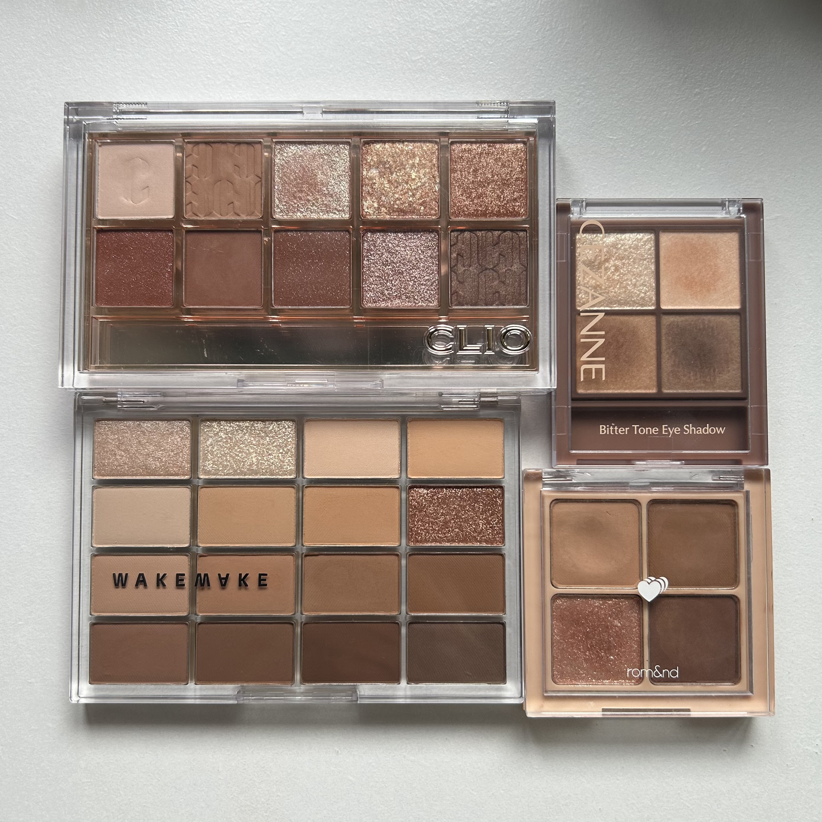 CLIO・rom&nd・wakemake・CEZANNEのパウダーアイシャドウを使った