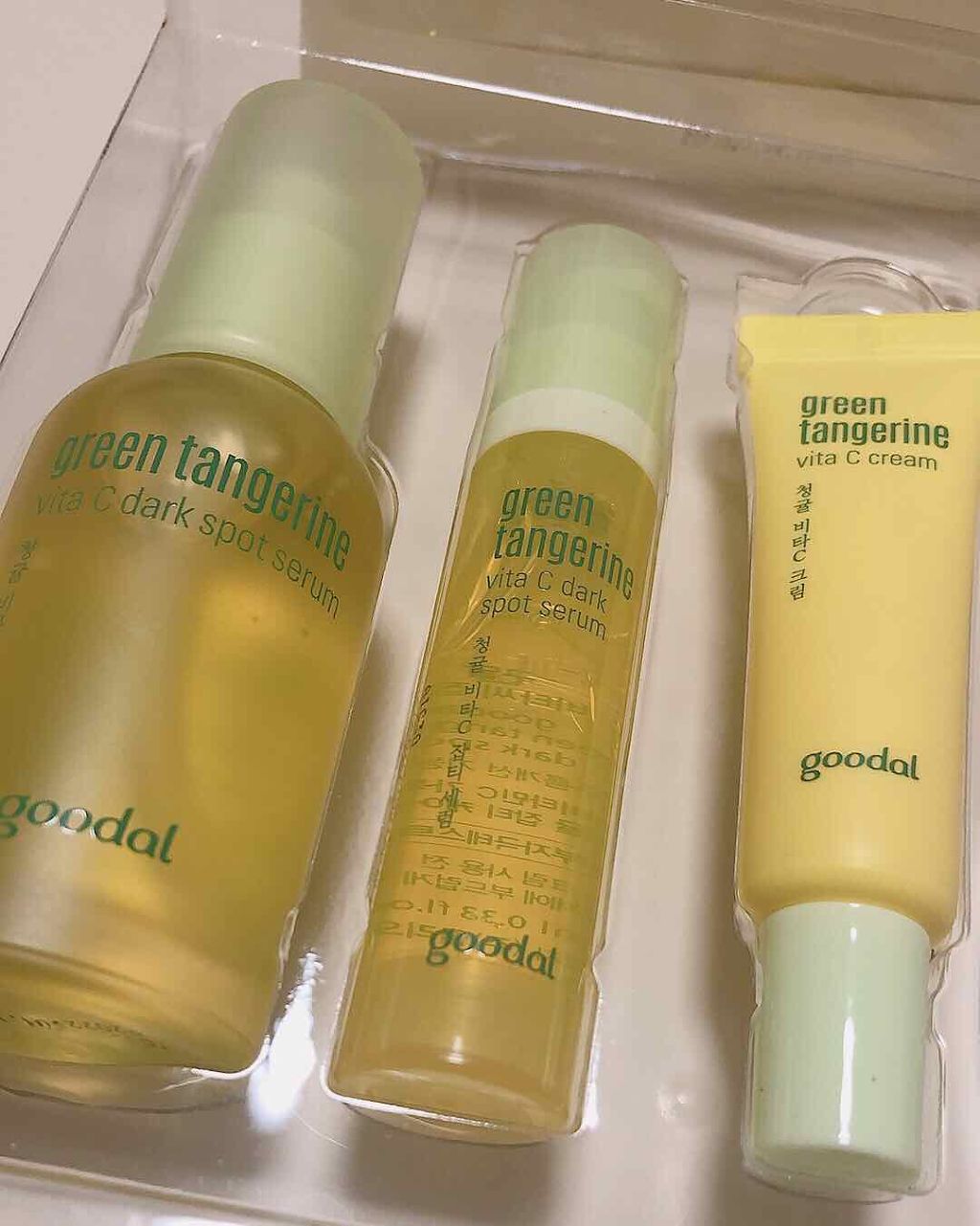 グリーンタンジェリン ビタC ダークスポットケアセラム/goodal/美容液を使ったクチコミ（2枚目）