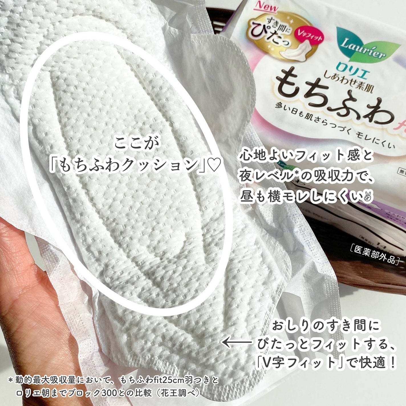 ロリエ もちふわ fit 25cm 羽つき 14コ入 (医薬部外品 )/ロリエ/ナプキンを使ったクチコミ(3枚目)