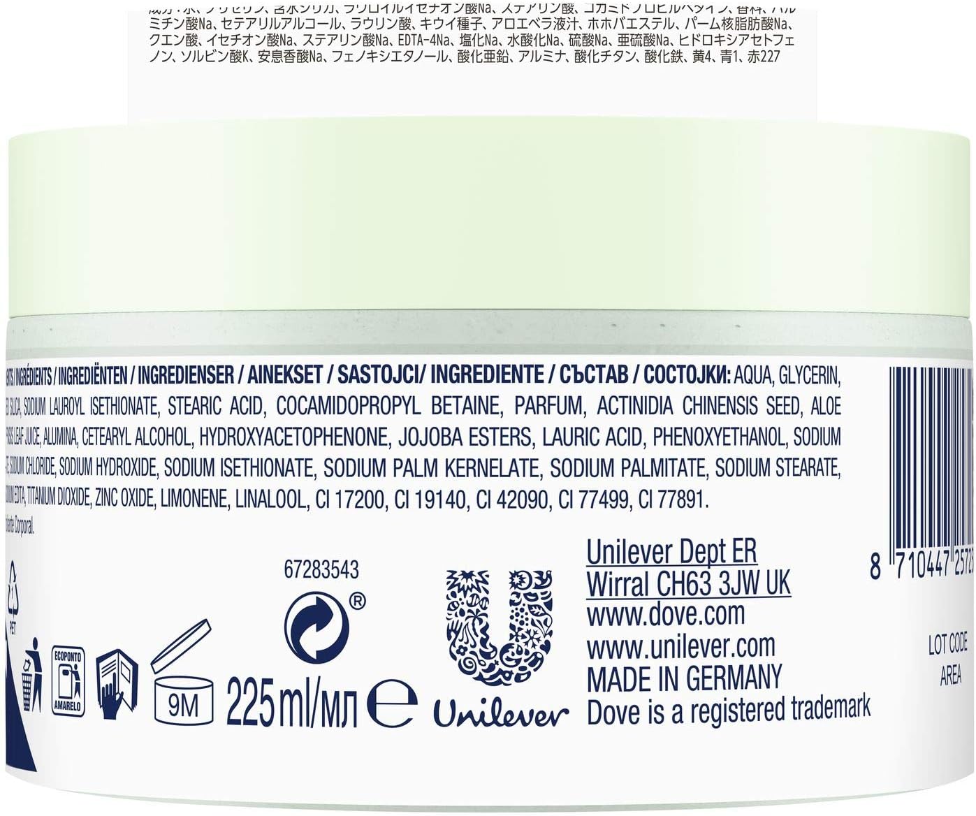 ダヴ ふわとろ クリーミースクラブ キウイ&アロエ 225ml