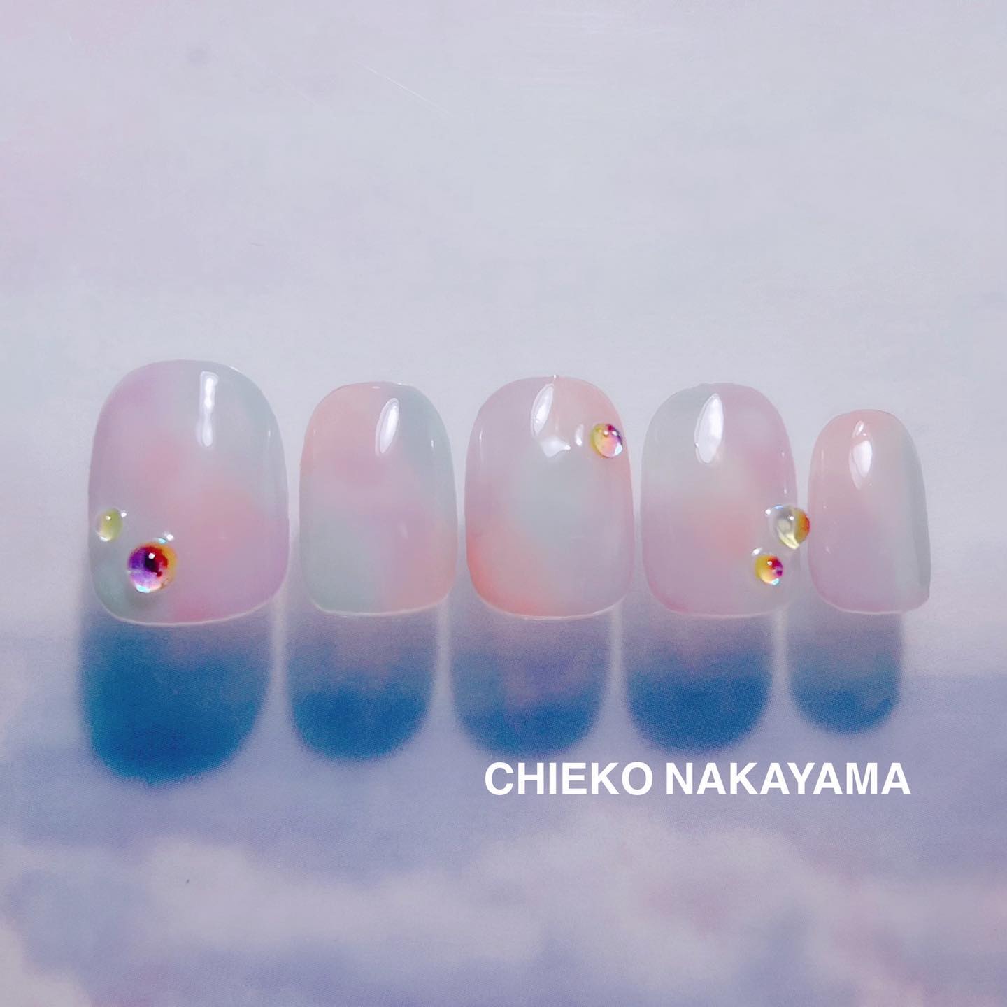 #ネイル,#ふんわりネイル,#水滴ネイルのネイルデザイン