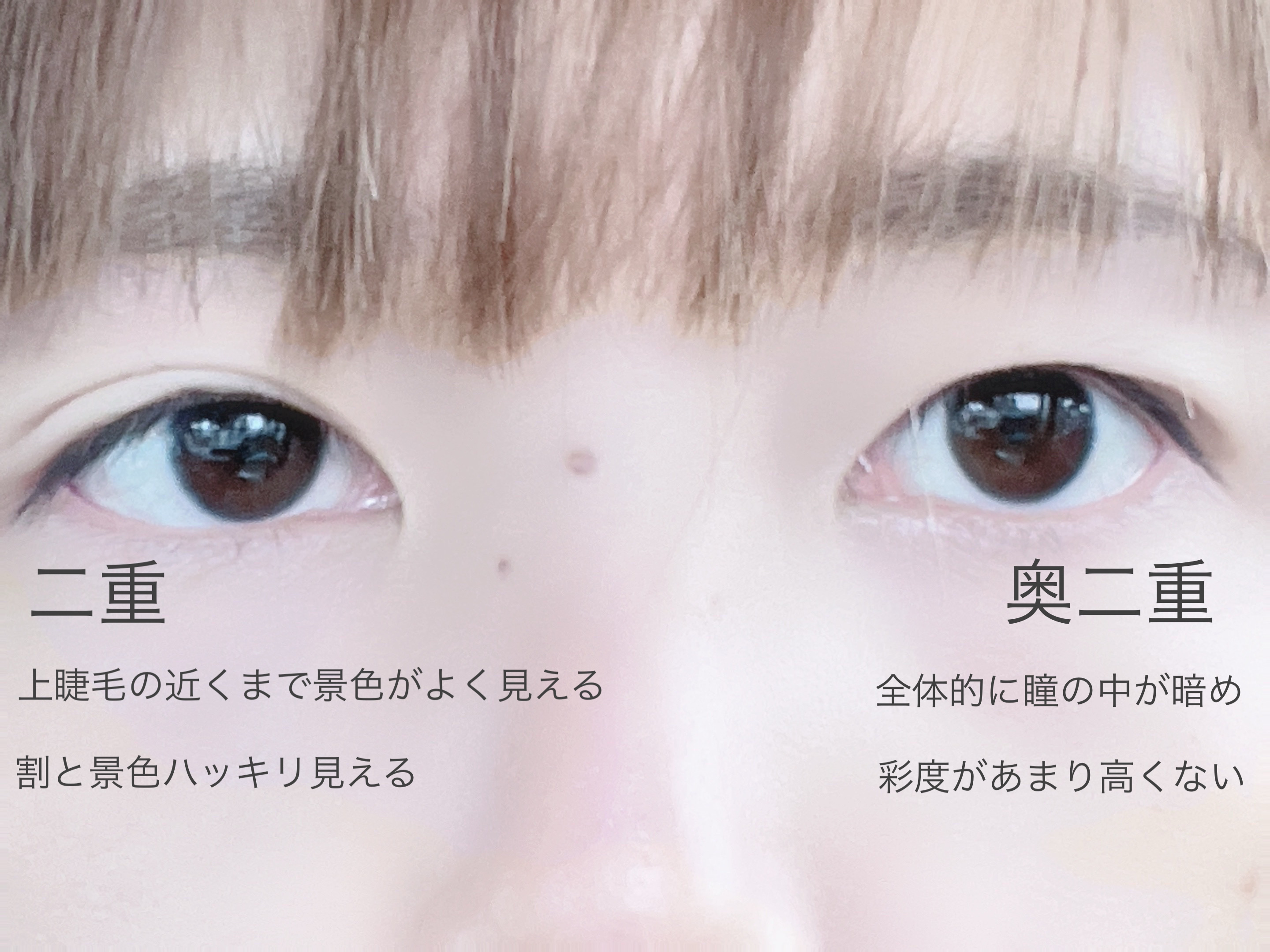 メザイク ブラックファイバー120 スーパーハードタイプ 120本入のクチコミ「〜光✨の入り方の違い検証〜

二重の方がより可愛く見える気がする理由は、実はほんのちょっとの差.....」（2枚目）