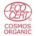 ECOCERT（エコサート）認証マーク。下部に「COSMOS ORGANIC」認証マークがついている。