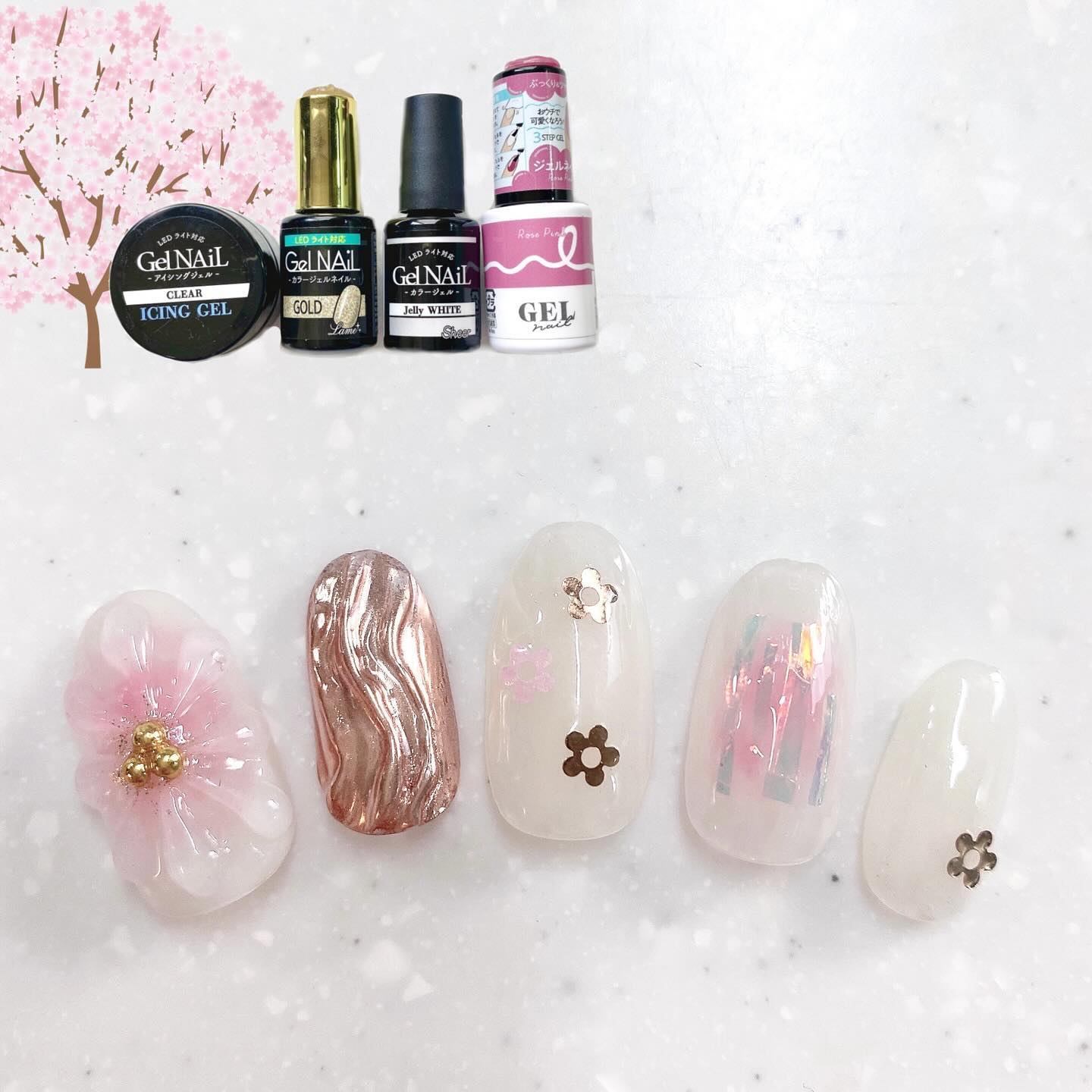 春ネイルのネイルデザイン | ジェルネイル（ライト対応