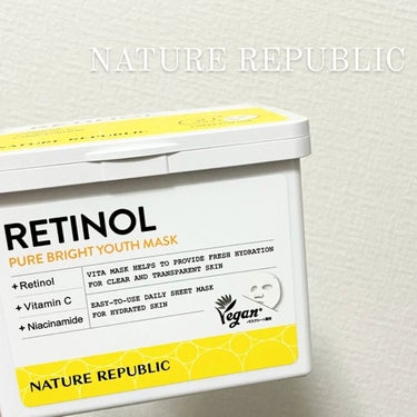 ☁️NATURE REPUBLIC
      レチノールビュアブライトユースシートマスク21枚   

ネイチャーリパブリックから新作パックが登場🍋
日本限定発売

・レチノール＋ビタミンC     