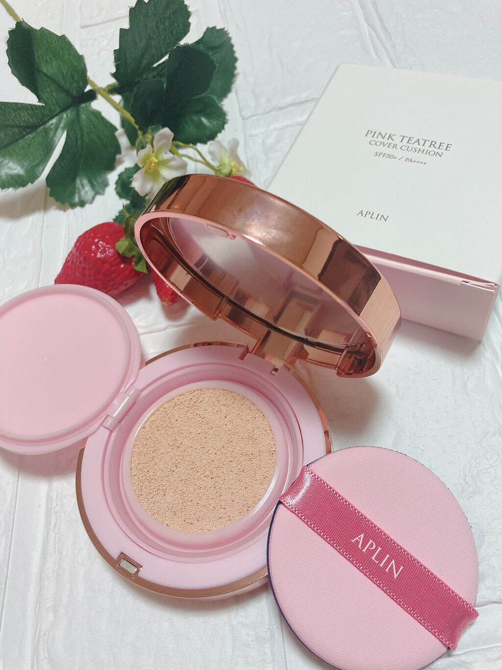 ピンクティーツリーカバークッション/APLIN/クッションファンデーションを使ったクチコミ（2枚目）
